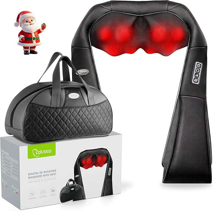 cotsoco Neck MassagerShiatsu Shoulder and Back Massager with Heat Electric Deep Tissue Massage Pillow for Body Muscle Pain ReliefBest Gifts Mom Dad Women MenHome Office Car Use