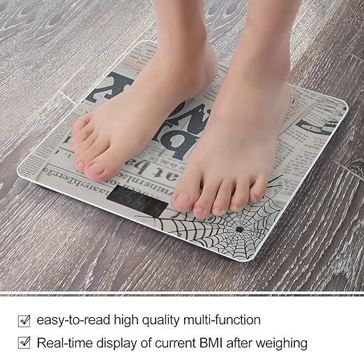 Black Spider Web Bathroom Scale for Body Weight LCD Display Digital Bathroom Scale Tempered Glass Bathroom Weight Scales Fashion Smart Scales for Home Bedroom 400 Lb