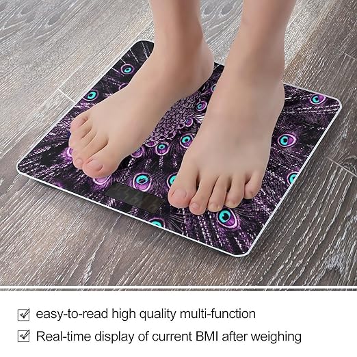 Purple Peacock Scale for Body Weight Digital Bathroom Scale Precision Smart Weighing Scales with Clear LED Display Accurate High Precision Scales Weighing Machine