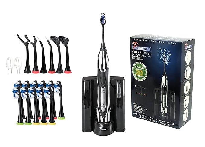 Pursonic S520 Rechargeable Sonic Toothbrush- Zebra print. Includes 20 accessories: 12 Brush Heads &amp More