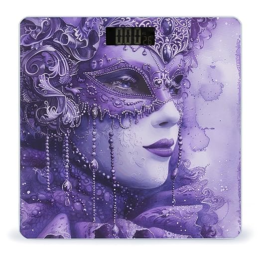 Purple Gradient Texture Bathroom Scale for Body Weight LCD Display Digital Bathroom Scale Tempered Glass Bathroom Weight Scales Fashion Smart Scales for Home Bedroom 400 Lb