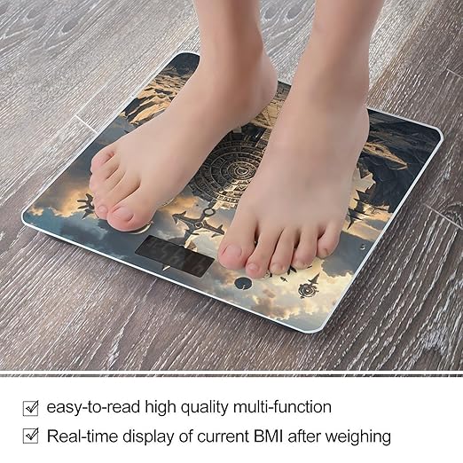 Mayan Calendar End of The World Scale for Body Weight Digital Bathroom Scale Toughened Glass High Precision Scales for Body Weight with Large LCD Backlight Display Weight Scales