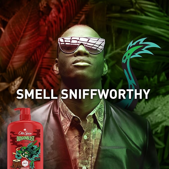 Old Spice Cleansing Body Wash for Men 3X Defense 24/7 Shower Fresh with Lasting Scent 2-in-1 Body &amp Face Wash Dragonblast Scent 33.4 (Pack of 4)