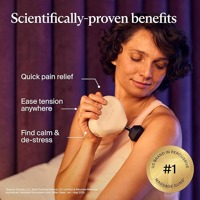 TheraGun Mini (3rd Generation) by Therabody – Ultra-Portable Massage Gun and Travel Essential for Fast Effective Pain and Tension Relief Anywhere (Oat)