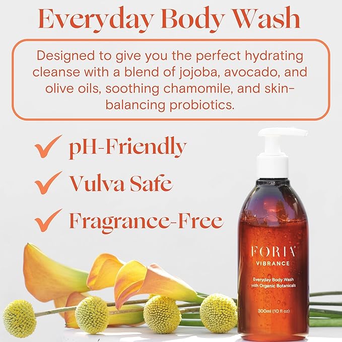 FORIA Everyday Body Wash and Initimate Wash for Women - Organic pH-Balanced Sensitive Skin Safe for Feminine Intimate Areas - 10 Fl Oz