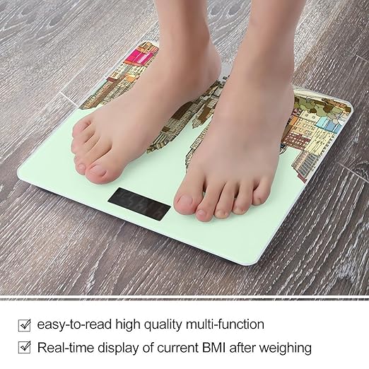 Austin Texas Scale with LCD Precision Weighing Scales Sturdy Tempered Glass Weight Scales Easy-to-Read Anti-Slip Weight Digital Bathroom Scale for Daily
