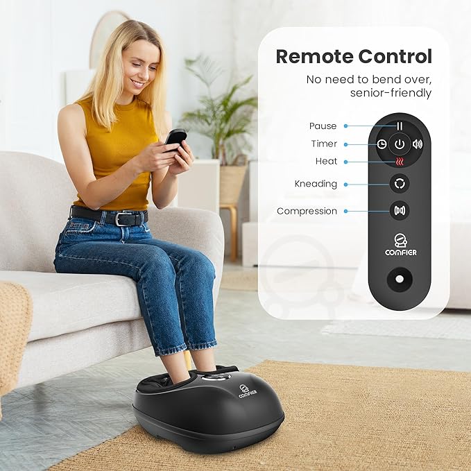 COMFIER Shiatsu Foot Massager with Heat for Neuropathy Plantar Fasciitis Heated Electric Foot Massagers Feet Massager for Home Office Up to Men Size 13 Christmas Gifts for Men Women