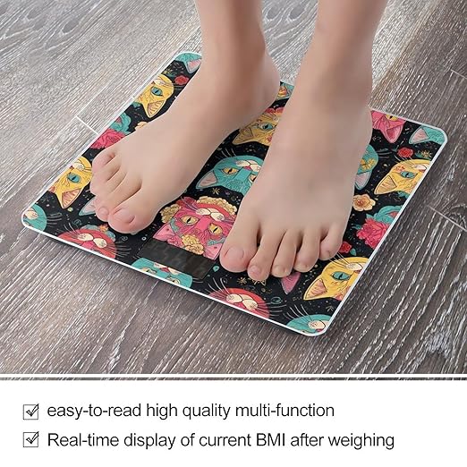 Men's Smart Scale for Body Weight Digital Bathroom Weighing Scale Automatic Switch Energy Saving Scale Day of The Dead Halloween Sugar Cat Skull