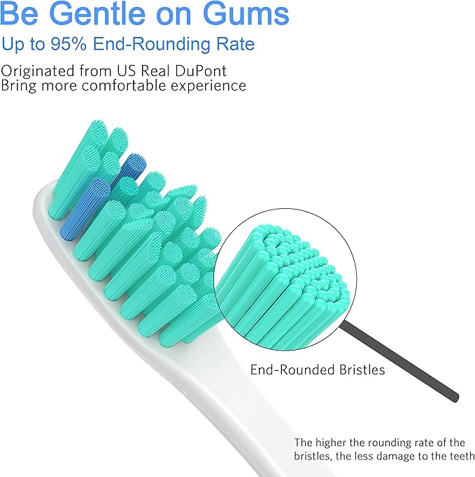 Replacment Heads Compatible with Philips Sonicare for E-Series Essence for Xtreme for Elite for Advance and for CleanCare Electric Toothbrush Toothbrush Replacment Heads Refills 6 Pack