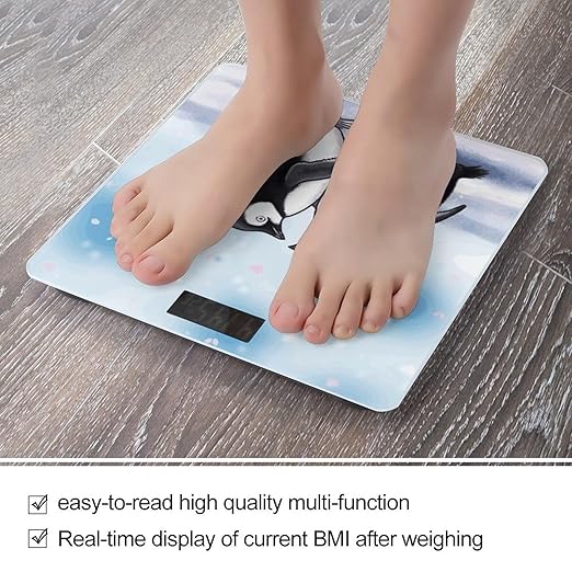 I Love Penguins Bathroom Scale Ultra-Bright Liquid Crystal Screen Weight Scale Accurate Bathroom Body Scales for Body Weight Bathroom Pet Home Bedroom Gift-Giving