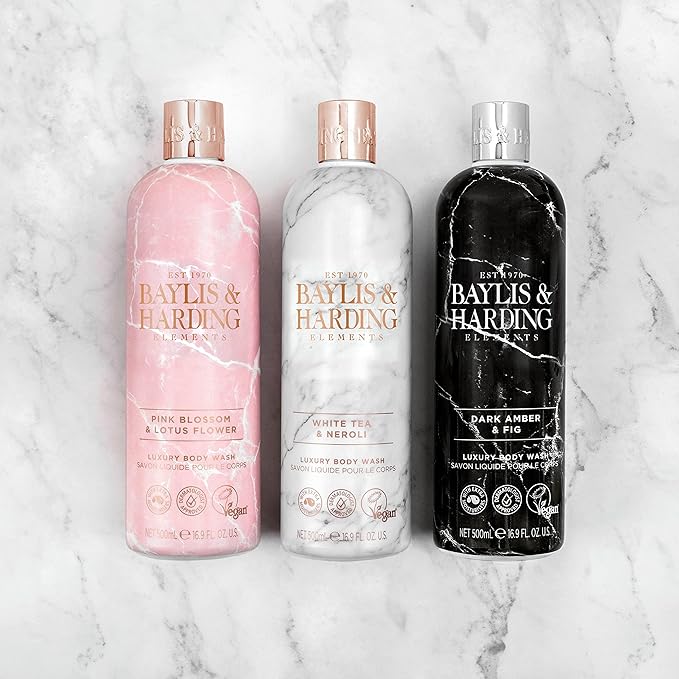 Baylis &amp Harding Liquid Body Wash Soap Elements Dark Amber &amp Fig 16.9oz/500ml (4-Pack)