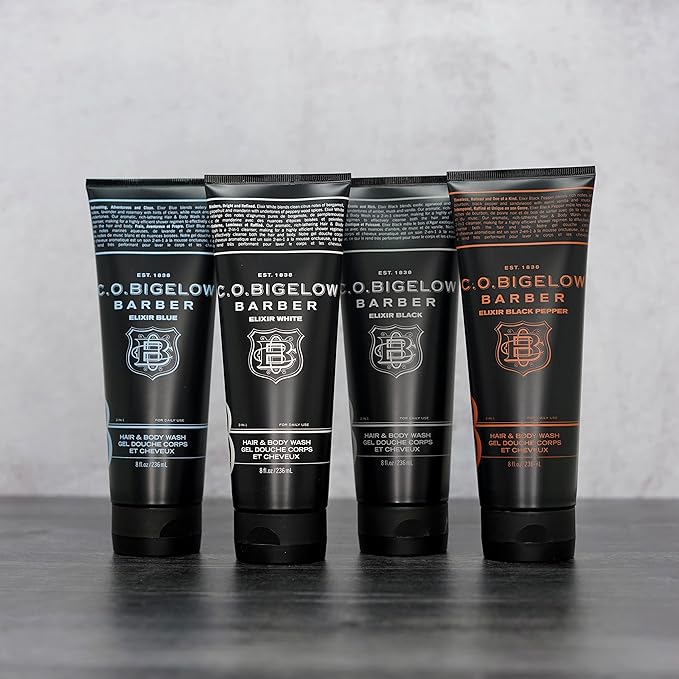 C.O. Bigelow Elixir Blue Hair &amp Body Wash for Men Pack of 2 Men's Watery Marine Moisturizing 2 in 1 Shampoo &amp Body Wash 8 Fl Oz