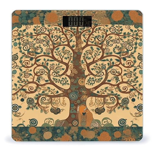 Tree of Life Bathroom Scale Rounded Smart Scale for Body Weight Automatic Power On/Off Weight Scales Accurate Bathroom Digital Scales for Pet Home Bedroom Kitchen