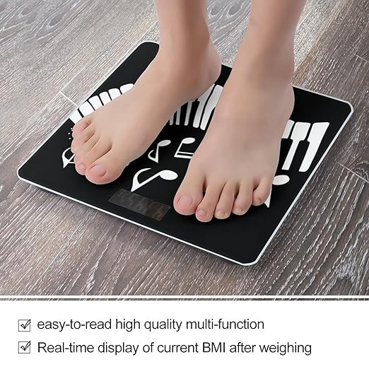 Smart Scale for Body Weight Automatic Switch Digital Bathroom Weighing Scale Musical Notes Black and White Piano Keys