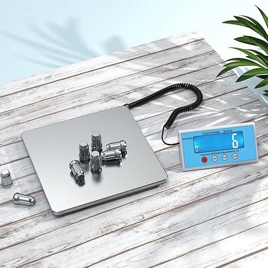 Shipping Scale 440lb with High Accuracy Heavy Duty Stainless Steel Postal Scale with Hold/Tare Digital Shipping Scale for Packages/Luggage/Post Office/Home Battery &amp AC/DC Adapter