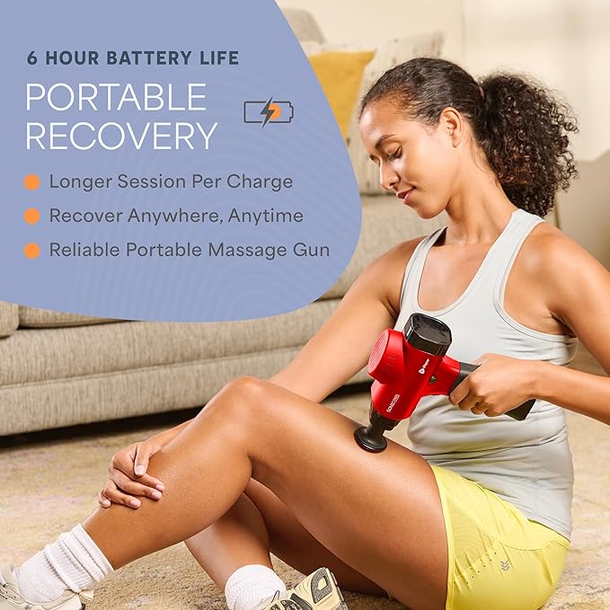 Lifepro Sonic Pro Handheld Electric Massage Gun – Deep Tissue Percussion Massager Gun with 10 Speeds &amp 9 Heads – Muscle Massager for Athletes Back Legs Arms