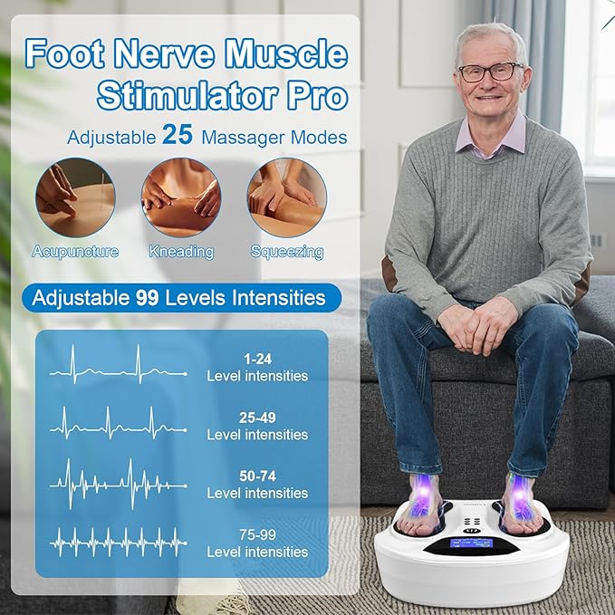 Creliver Foot Nerve Stimulator Pro+ EMS Foot Massager for Neuropathy Pain Relief for Feet Leg Massager forCirculation TENS Unit Muscle Stimulator Gifts for Women Men