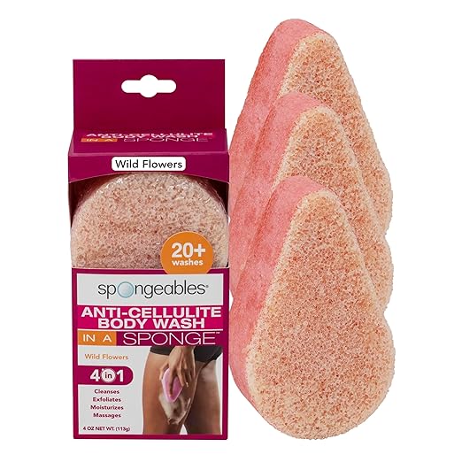 Spongeables Anti-Cellulite Body Wash in a Sponge Moisturizer and Exfoliator 20+ Washes