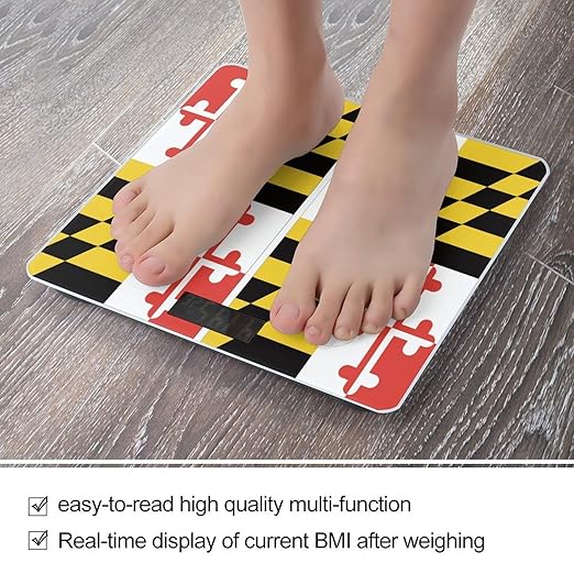 Maryland State Flag Smart Square Scale with Digital Display for Bathroom Scale