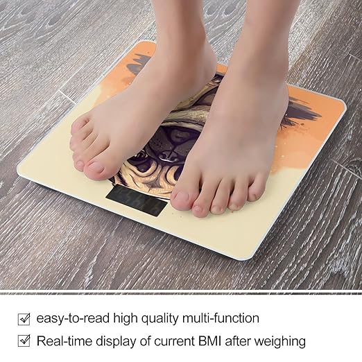 Pug Cartoon Scale for Body Weight Smart Scales Digital Bathroom Scale High Precision Weighing Scales with Large Display Weighing Machine for People
