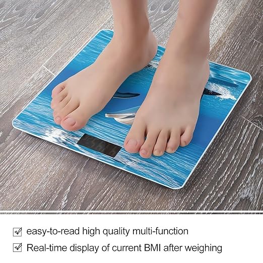 Two Dolphins Scale for Body Weight Highly Accurate Digital Bathroom Body Scale Digital Bathroom Scales for People Anti-Slip Large LCD Display Smart Scales