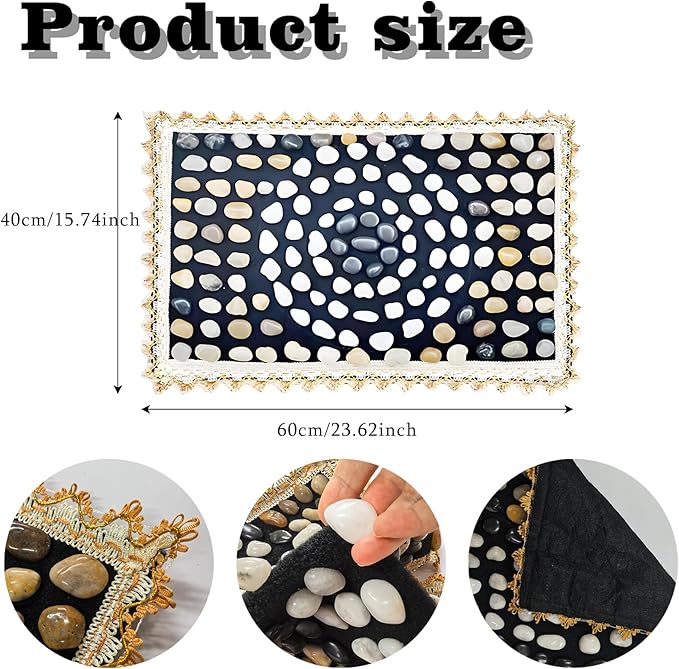 LIYAOLI Reflexology Foot Massager Mat - Acupressure Pebble Pad for Stimulating Blood Flow Pain Relief &amp Relaxation for Office and Home Use (15.7 x 23.6)