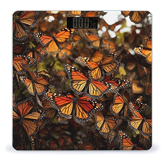 Monarch Butterflies Scale for Body Weight Highly Accurate Digital Bathroom Scale Sturdy Tempered Glass Weighing Scales with LCD Display Fashion Body Fat Smart Scales 400lb