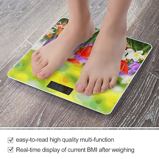 Spring Flowers Bathroom ScaleHighly Accurate Digital Weighing Machine for People Bright LED Display Weight Scale for The Aldult Home Use