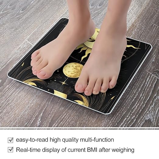 Smart Scale for Body Weight Digital Bathroom Weighing Scale Energy Saving Scale Tarot Card Magic Boho Vintage Sun Moon Stars