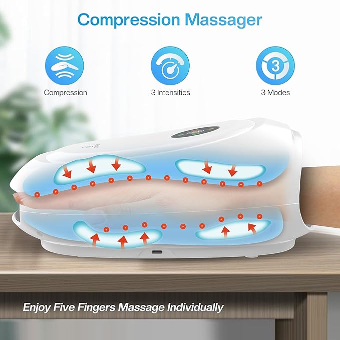 COMFIER Hand Massager with Heat and Compression Cordless Hand Massager for Arthritis and Carpal Tunnel Gifts for Mom Dads Women and Men