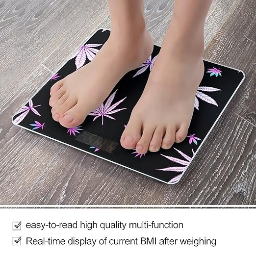Marijuana Weed Cannabis Leaves Smart Square Scale with Digital Display for Bathroom Scale
