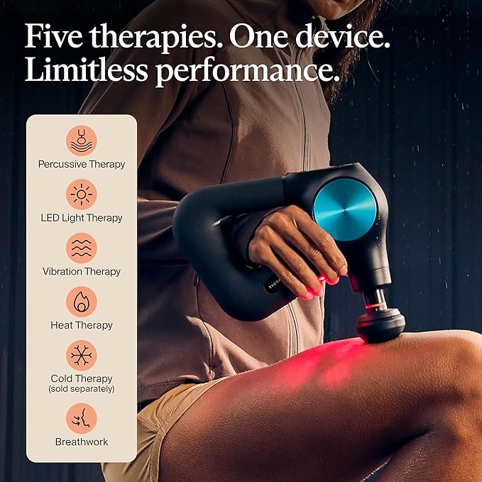 Therabody Theragun PRO Plus - 6-in-1 Deep Tissue Percussion Massage Gun Handheld Personal Massager for Full Body Pain Relief &amp Muscle Tension with Biometric Breathwork Vibration &amp Heated Att