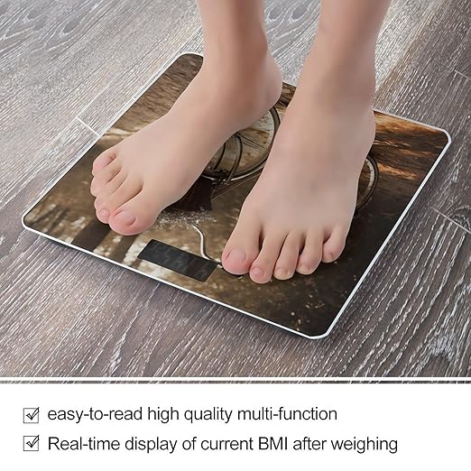 Bicycle Scale for Body Weight Anti-Slip Tempered Glass Digital Bathroom Scales Clear LCD Display Weighing Scale Safe Rounded Corners Smart Scales