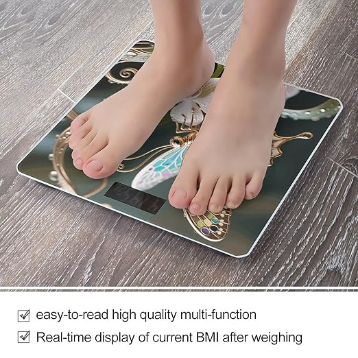 Fairy Orchid Dew Scale for Body Weight Sturdy Tempered Glass Weighing Scales with LCD Display Accurate Digital Bathroom Scale Convenient Body Fat Smart Scales Easy Read