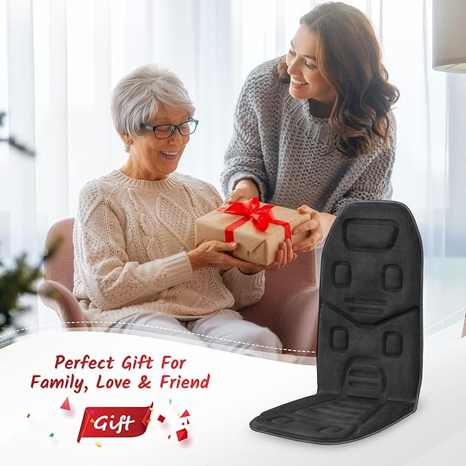 COMFIER Back Massager with Heat App Control Vibration Massage Seat Cushion 10 Motors &amp 3 Heat Levels Chair Massager Pad Gifts for MomDad Home Office UseBlack