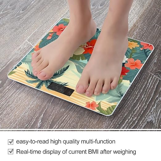 Summer Hawaiian Smart Scale for Body Weight Accurate Bathroom Scale with LED Display Digital Weight Scales Weighing Machine High Precision Scales for Bath Home