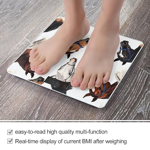Women's Fashion Automatic Switch Digital Bathroom Weighing Scale Smart Scale Animal Wild Horse Painting
