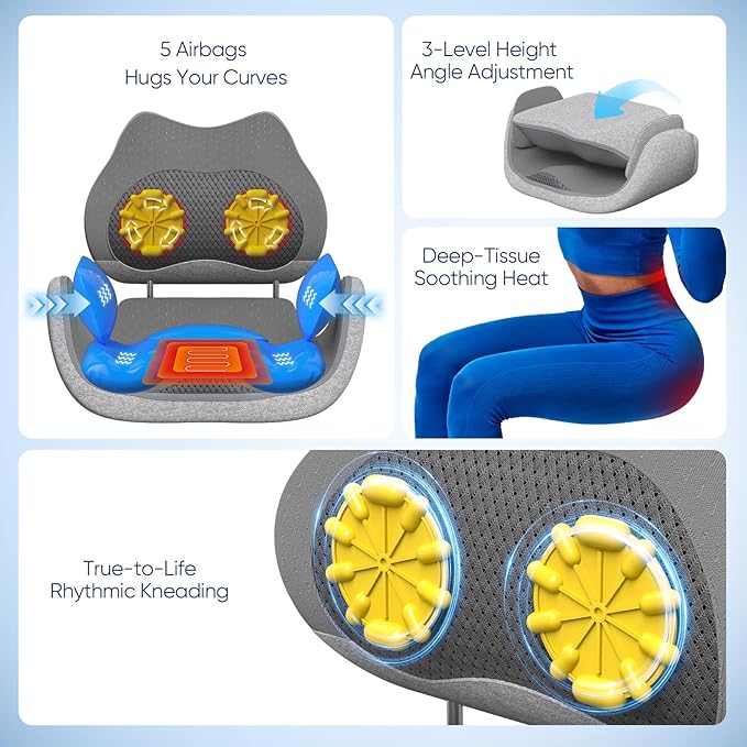 Multifunctional Pelvic Correction &amp Massage CushionPelvic Floor Repair &amp Hip Shaping for Postpartum Recovery Waist/Buttock Massager with Heat Timer &amp Smart Control Chair Pad for Muscle