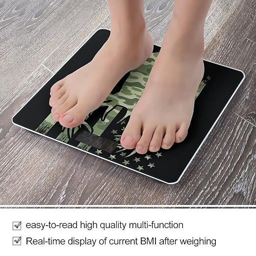 Automatic Switch Digital Bathroom Weighing Scale Smart Scale for Body Weight Camouflage American Flag Hunting Deer Camo Black