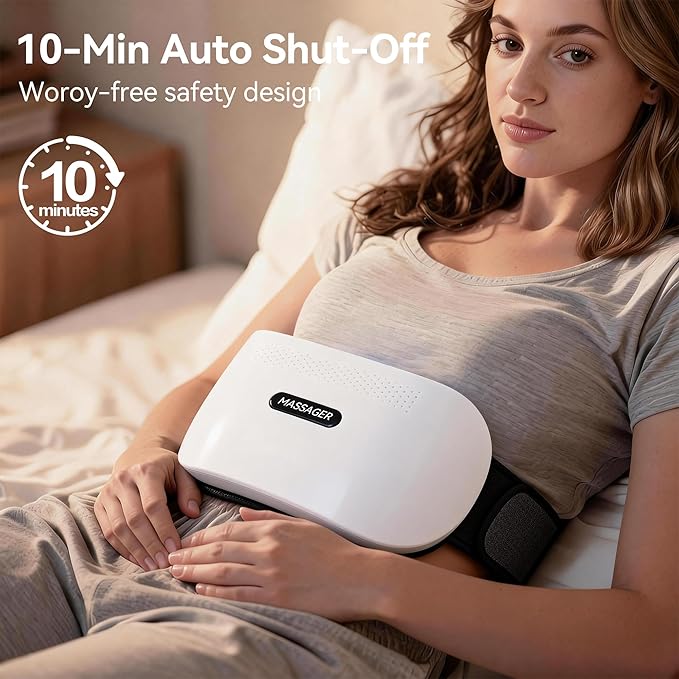 Bian-Stone Abdominal Massager with Heat - Dual Disc Electric Belly Fat Machine for Period Pain &amp Bloating Relief Stomach Massager to Aid Digestion &amp Gas Constipation Comfort