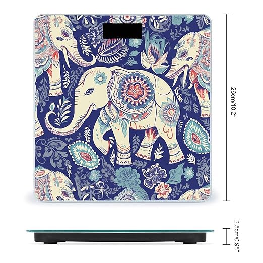Boho Elephant Smart Scale for Body Weight Accurate Bathroom Scale with LED Display Digital Weight Scales Weighing Machine High Precision Scales for Bath Home