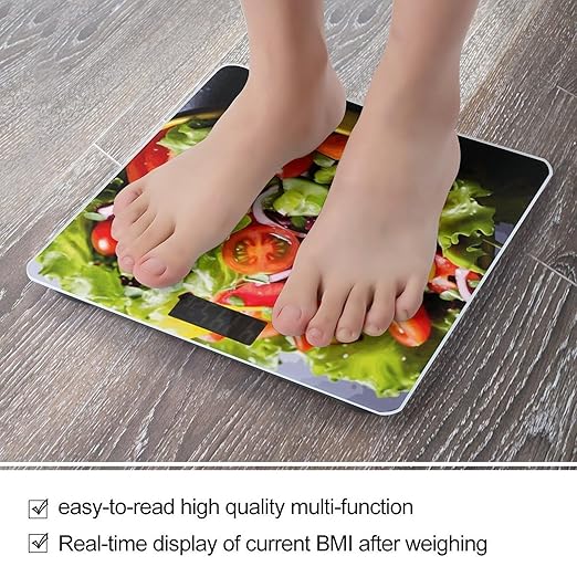 Colorful Various Salad Weight Scale Digital Electronic Scales Bathroom Scale Larg LCD Backlight Display High Precision MeasurementsTempered Glass