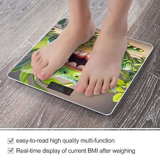 Frog with Mouth Open Cartoon Bathroom Scale for Body Weight Bathroom Weighing Scales with Back Lit LED Display Sturdy Tempered Glass Body Weight Bathroom Scale 400lb Weighing