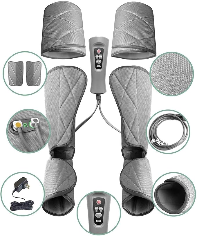 Leg Massager for Circulation - Foot and Calf Massager Air Compression Leg Wraps Massage Boots Machine for Home Use Leg Massage - scd Machine for Calf Thigh and Foot Massager FSA or HSA Eligible