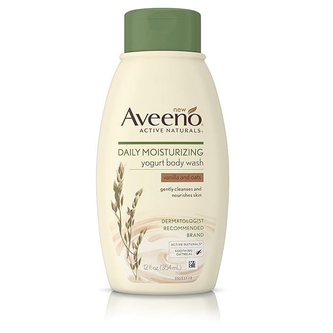 Aveeno Daily Moisturizing Yogurt Body Wash for Dry Skin with Soothing Oat &amp Vanilla Scent Gentle Body Cleanser 12 fl. oz (Pack of 3)