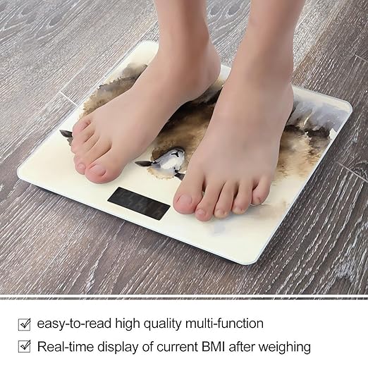 Sheeps Watercolor Bathroom Scale Rounded Smart Scale for Body Weight Automatic Power On/Off Weight Scales Accurate Bathroom Digital Scales for Pet Home Bedroom Kitchen