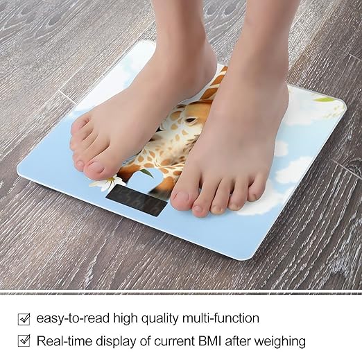 Giraffe Bathroom Scale Large LCD Backlight Display Digital Scale Rounded Corners Body Scales Automatic Power On/Off Bathroom Scales for Home Bedrooms
