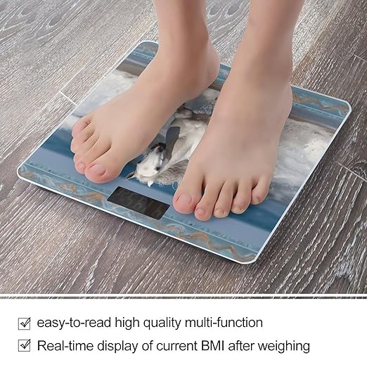 Digital Bathroom Scale for Body Weight Scale with Bright LCD Display High Accuracy Step-On Technology Auto On/Off White Horse Running on The Sea Digital Scales 400 Lbs /180kg