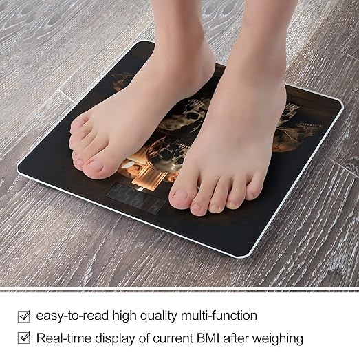 Skull and Candle Scale for Body Weight Anti-Slip Tempered Glass Digital Bathroom Scales Clear LCD Display Weighing Scale Safe Rounded Corners Smart Scales