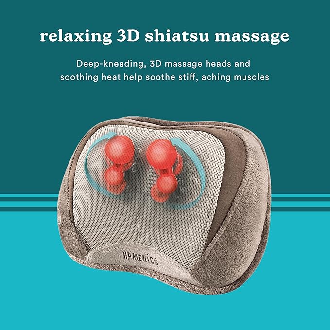 Homedics 3D Full Body Shiatsu &amp Vibration Massage and Heat Pillow for NeckUpper Back and Lumbar(Pack of 3)